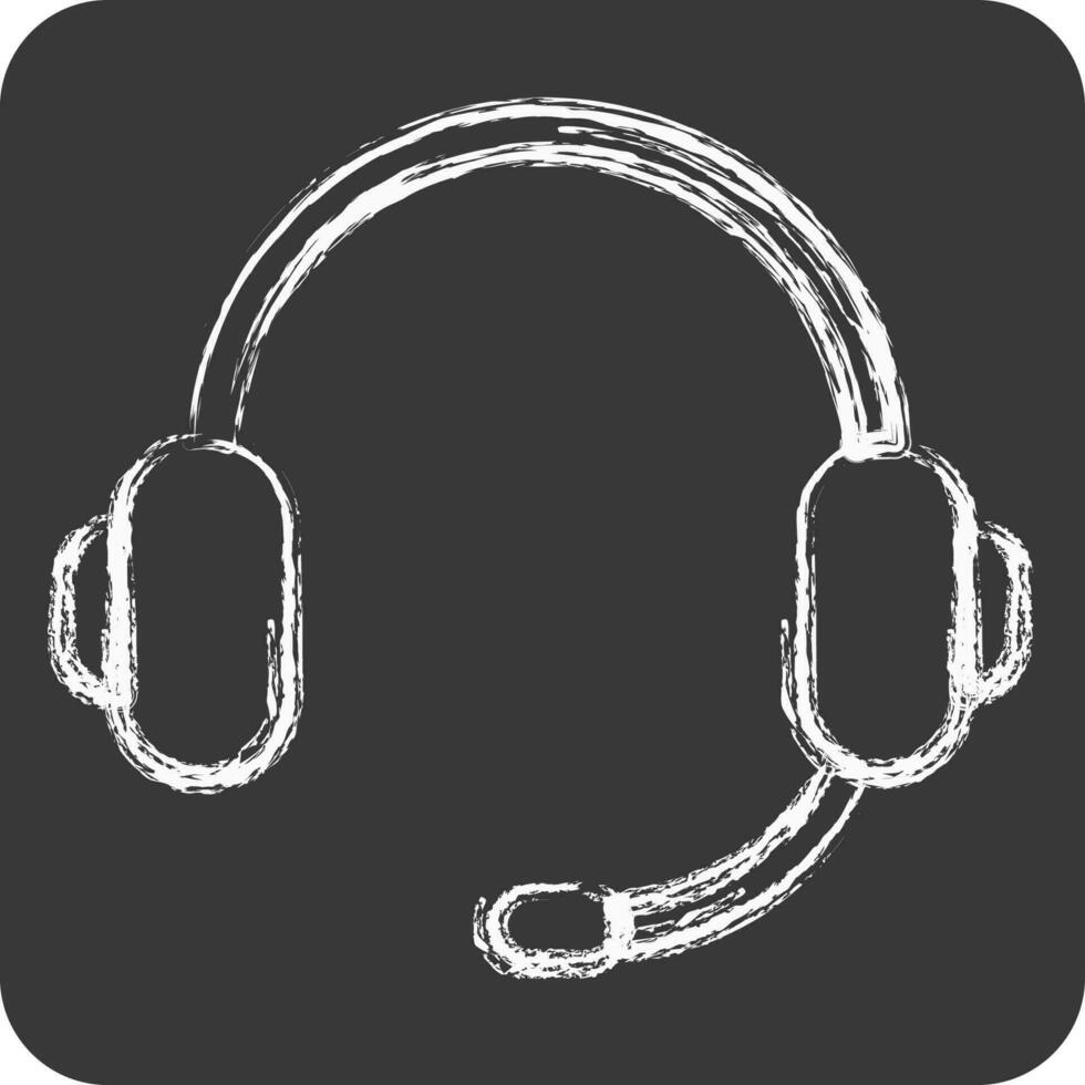 Icon Headphone. suitable for Computer Components symbol. chalk Style. simple design editable. design template vector