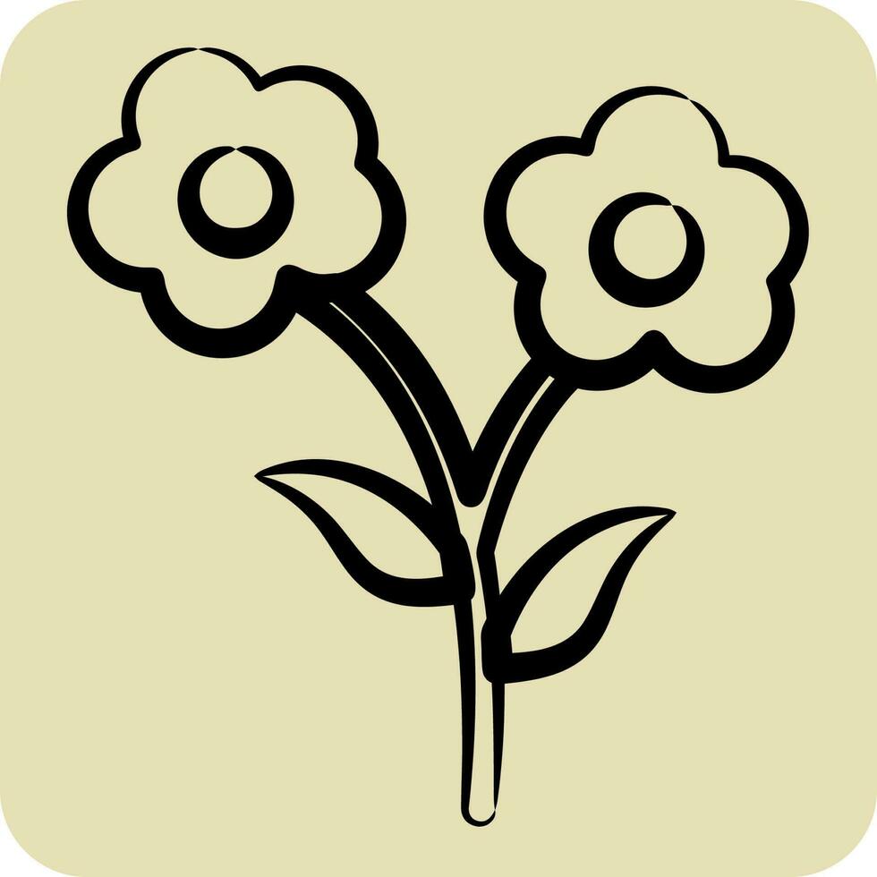 Icon Flowers. suitable for City Park symbol. hand drawn style. simple design editable. design template vector