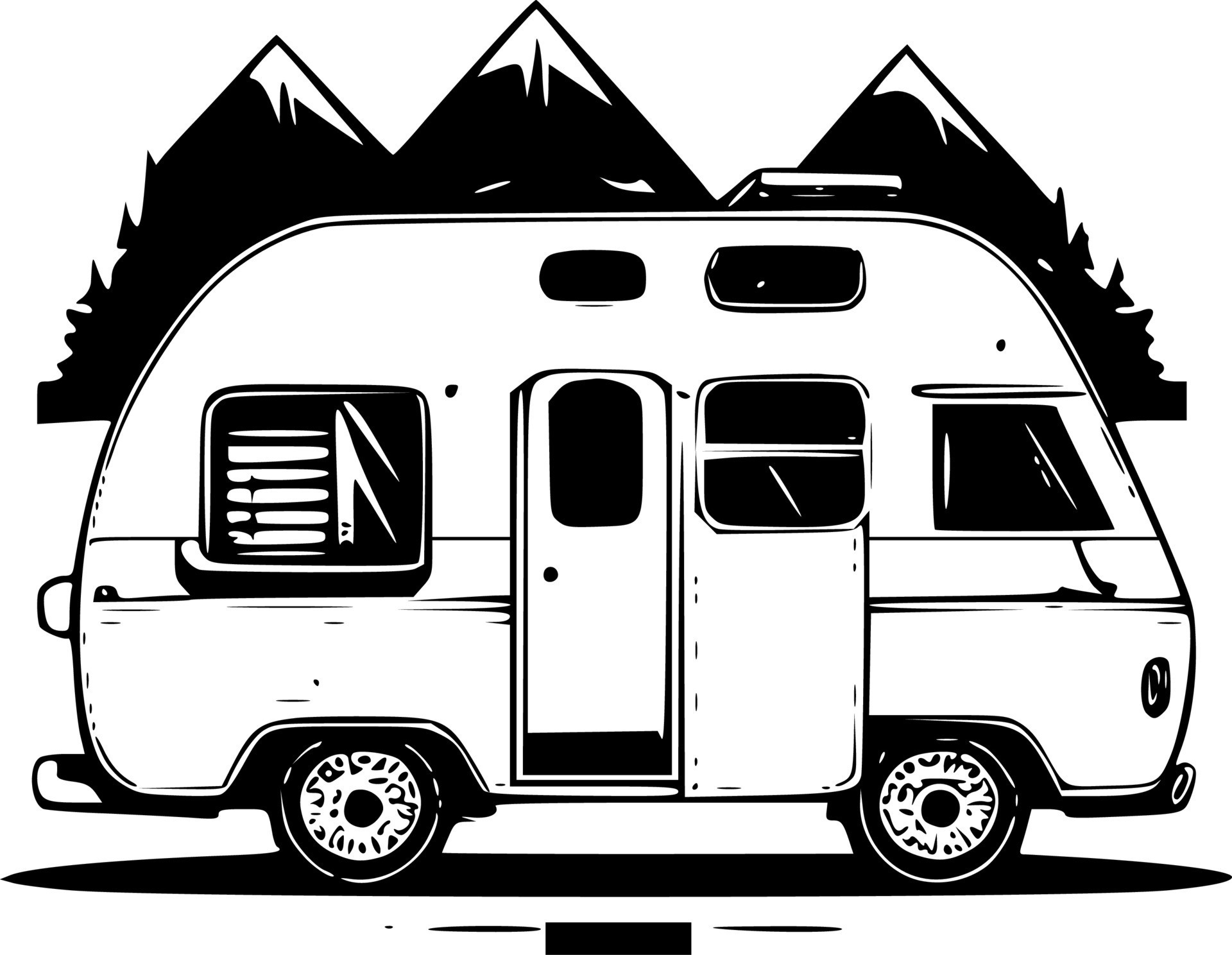 camper, negro y blanco vector ilustración 23613684 Vector en Vecteezy