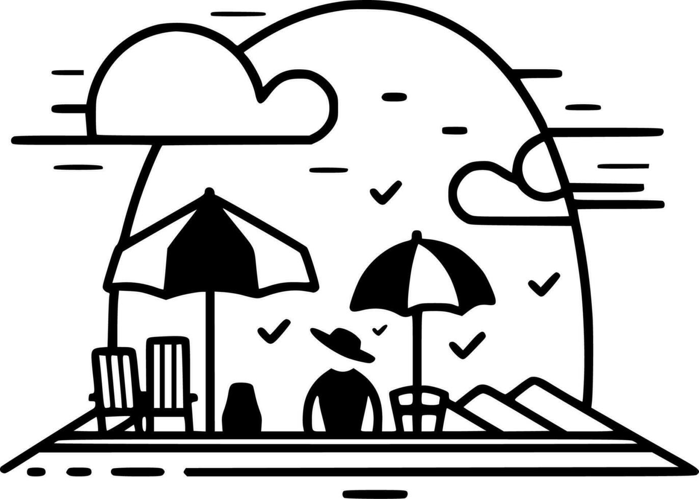 Beach Background, Minimalist and Simple Silhouette - Vector illustration