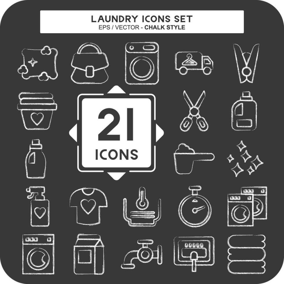 icono conjunto lavadero. relacionado a lavandería símbolo. tiza estilo. sencillo diseño editable. sencillo ilustración vector