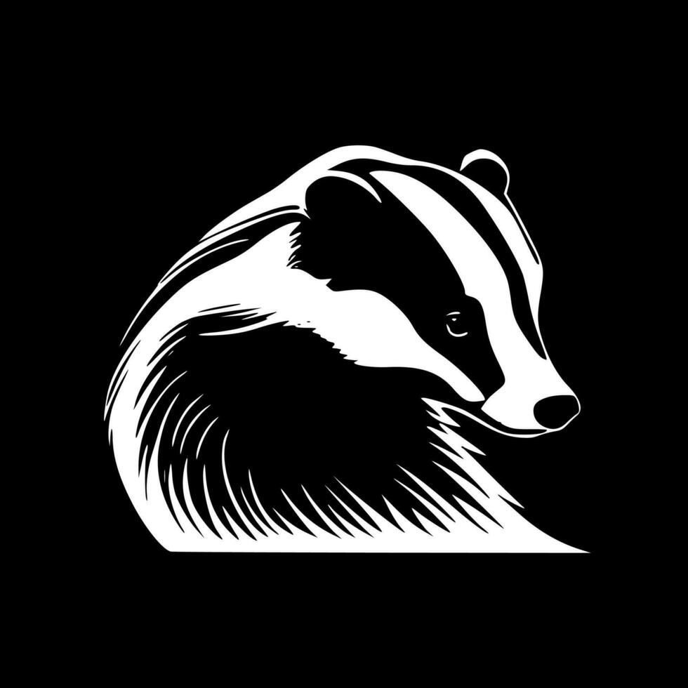 Badger, Black and White Vector illustration