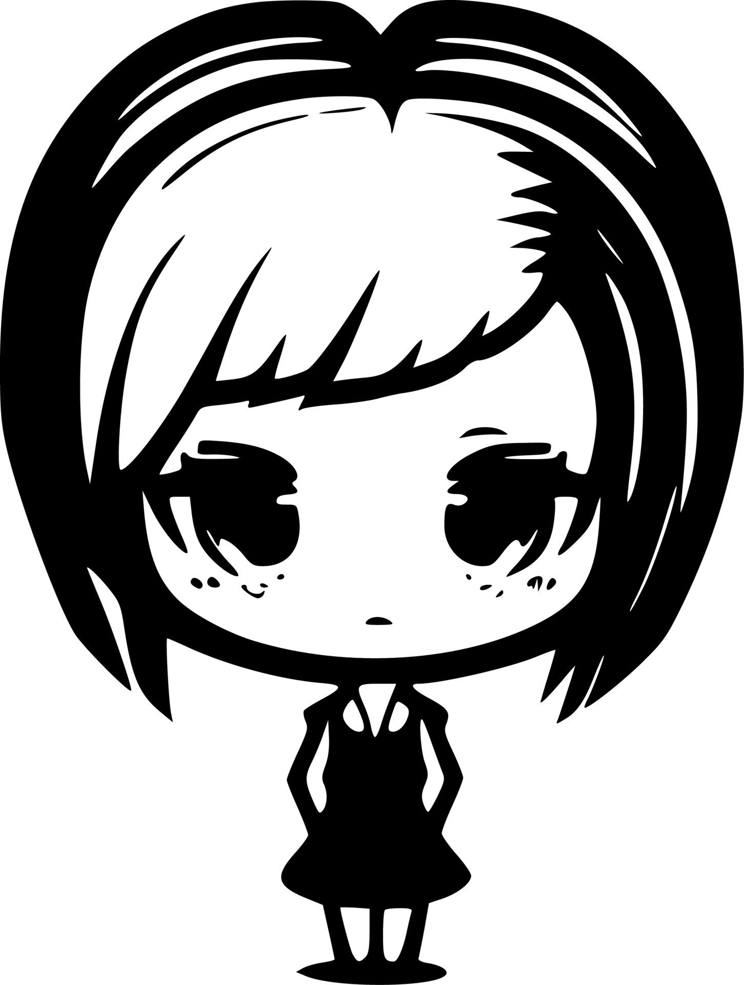 Chibi, Black and White Vector illustration 23613704 Vector Art at Vecteezy