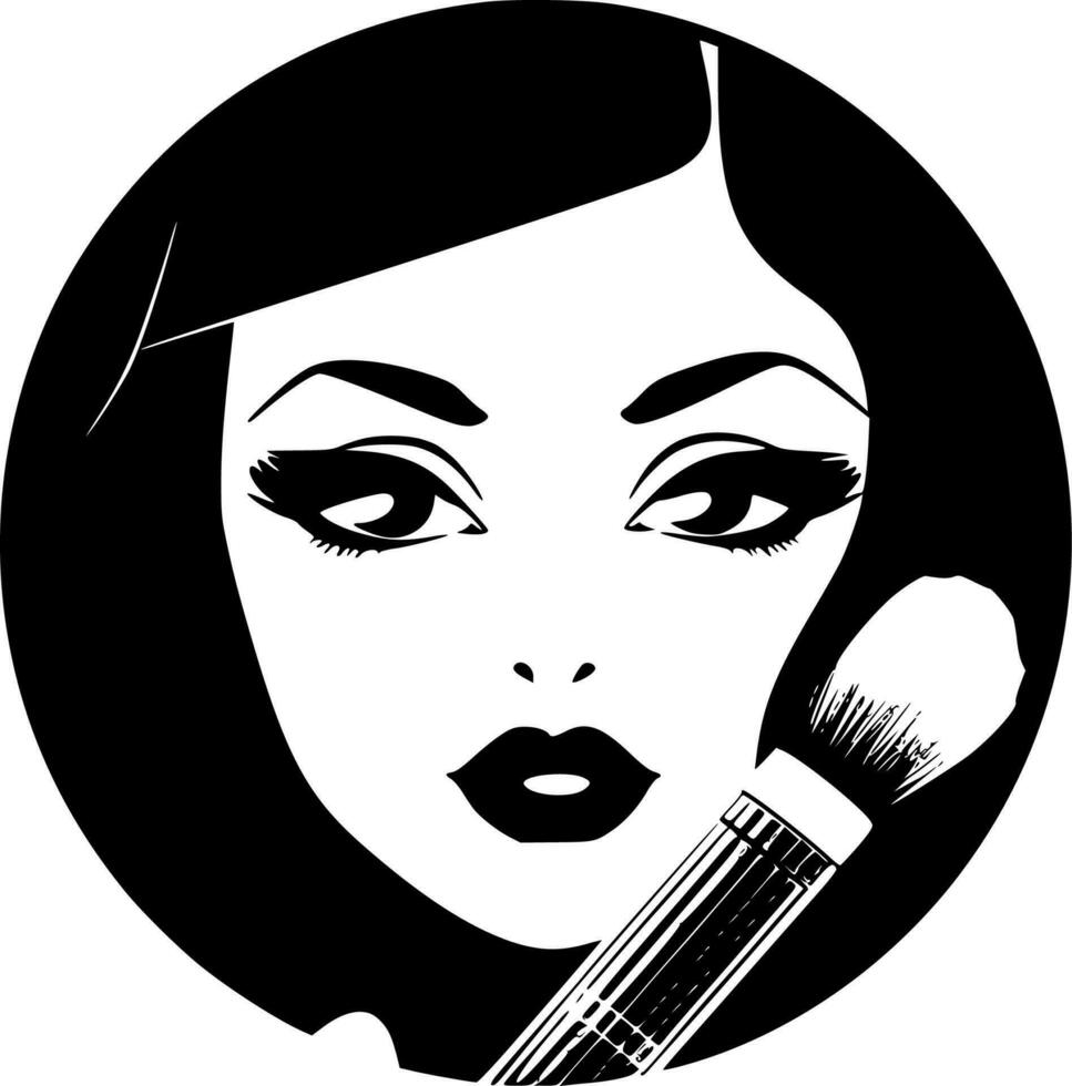 maquillaje - negro y blanco aislado icono - vector ilustración