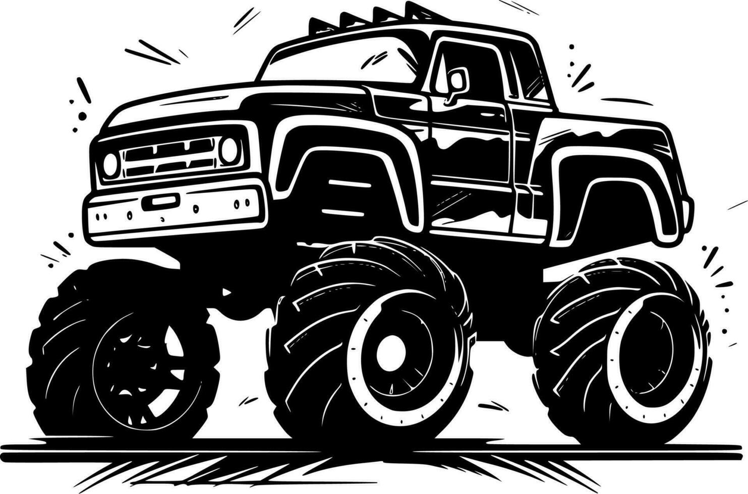 Monster Truck, Minimalist and Simple Silhouette - Vector illustration