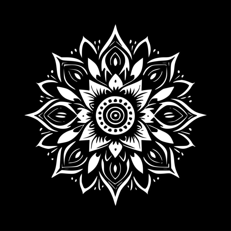Mandala, Black and White Vector illustration