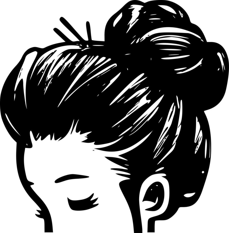 Messy Bun, Minimalist and Simple Silhouette - Vector illustration