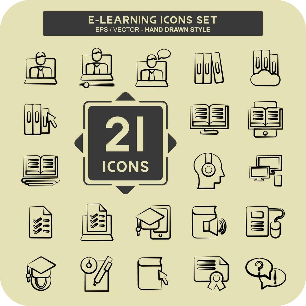 conjunto de iconos de aprendizaje electrónico. relacionado con el símbolo de la educación. estilo de glifo. diseño simple editable. ilustración sencilla vector