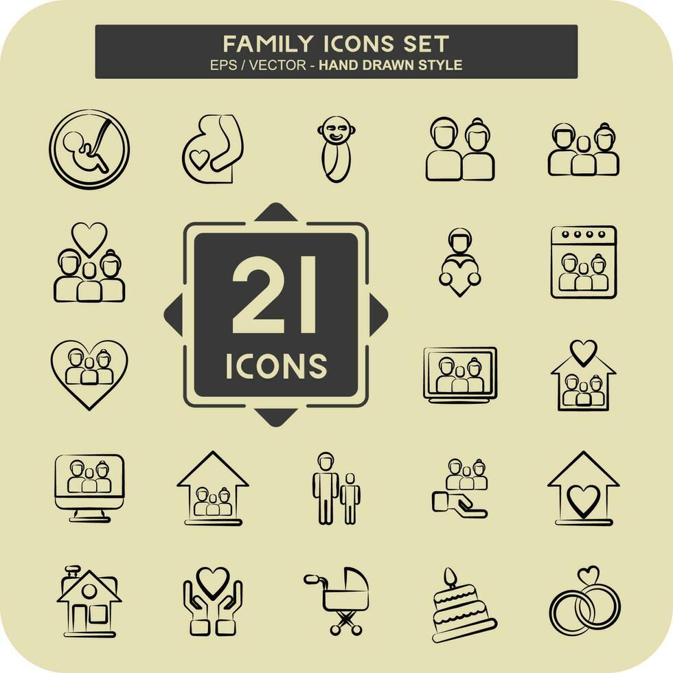 Icon Set Family. related to Love symbol. glyph style. simple design editable. simple illustration vector