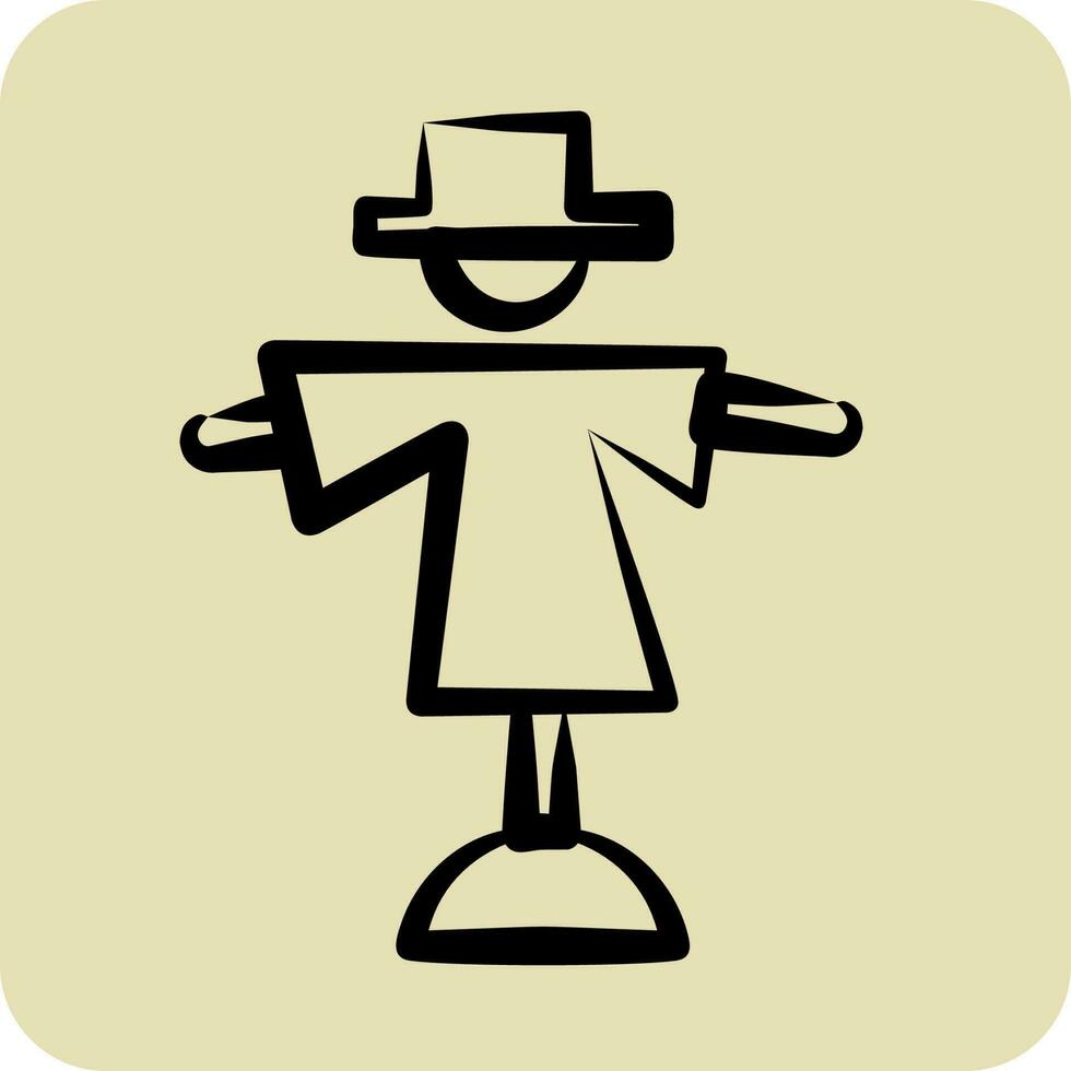 Icon Scarecrow. suitable for Garden symbol. hand drawn style. simple design editable. design template vector. simple illustration vector