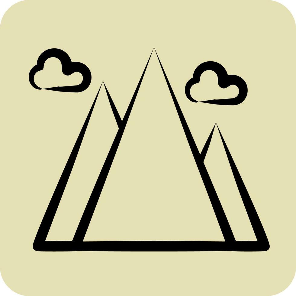 Icon Mountain. suitable for Summer symbol. hand drawn style. simple design editable. design template vector. simple illustration vector