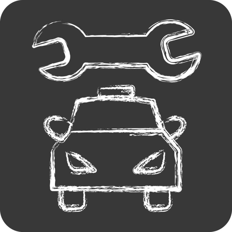 Icon Car Mechanic. suitable for Automotive symbol. chalk Style. simple design editable. design template vector