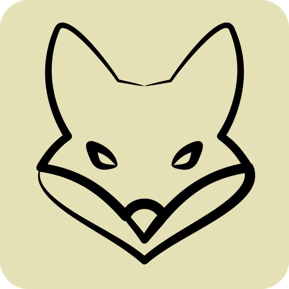 Icon Fox. related to Animal Head symbol. hand drawn style. simple design editable vector