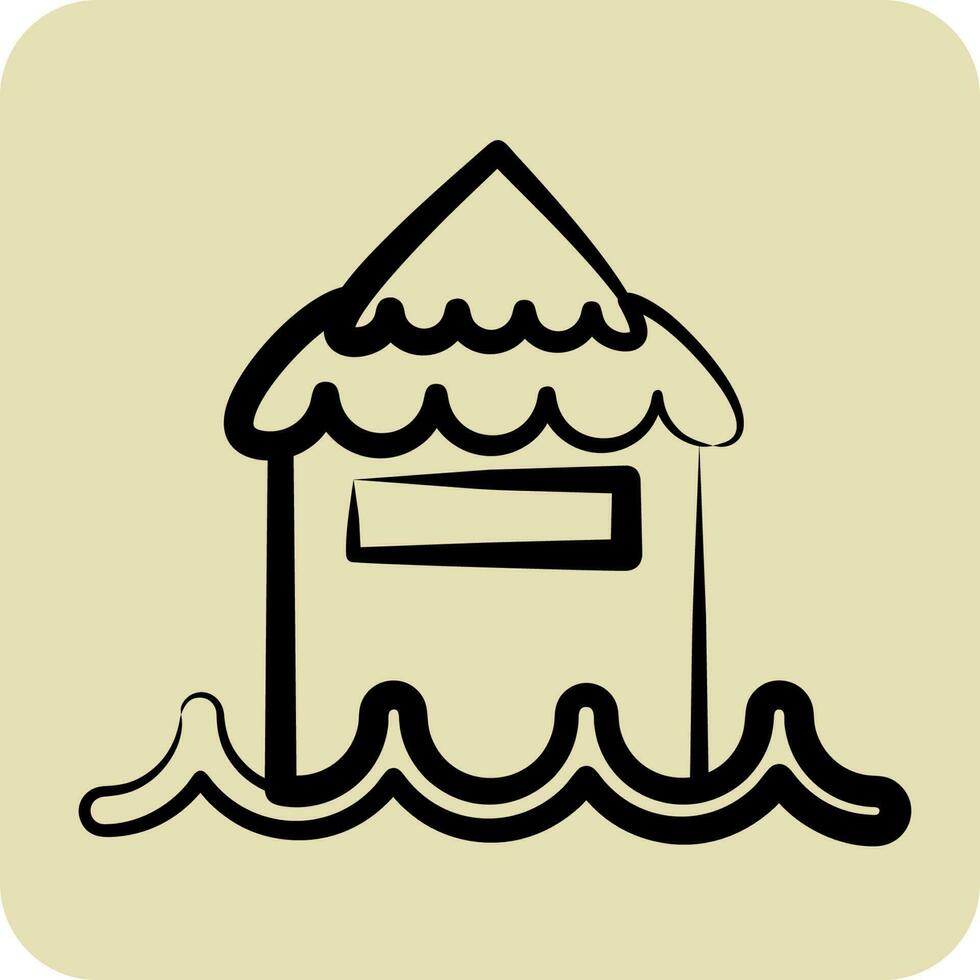 Icon Bungalow. related to Thailand symbol. hand drawn style. simple design editable. World Travel vector