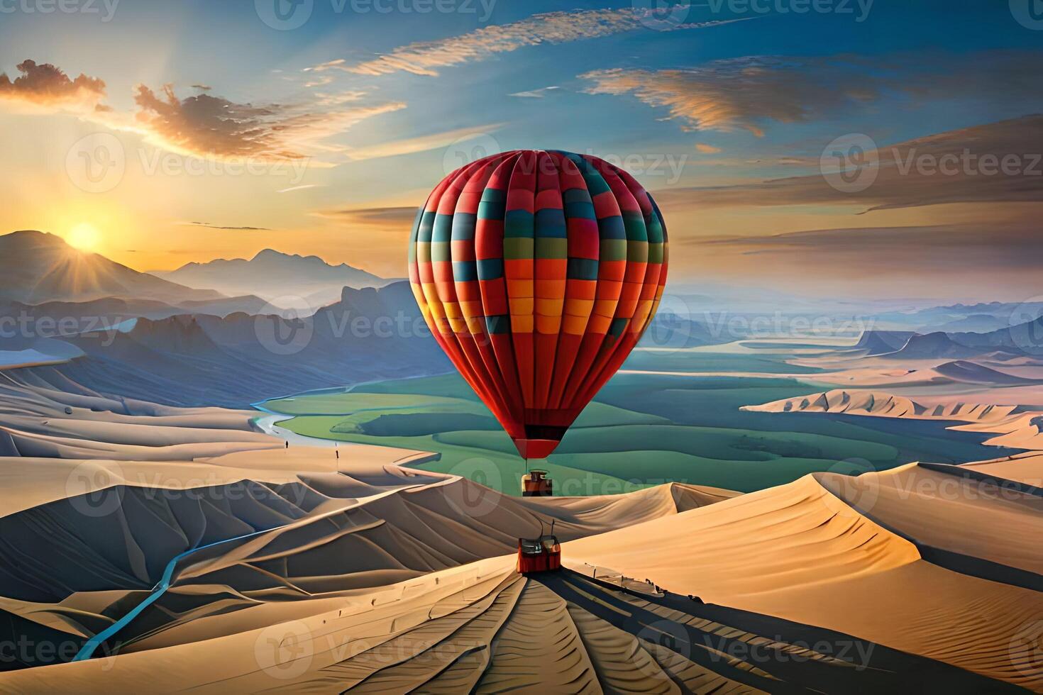 Hot air balloon with a beautiful view photo