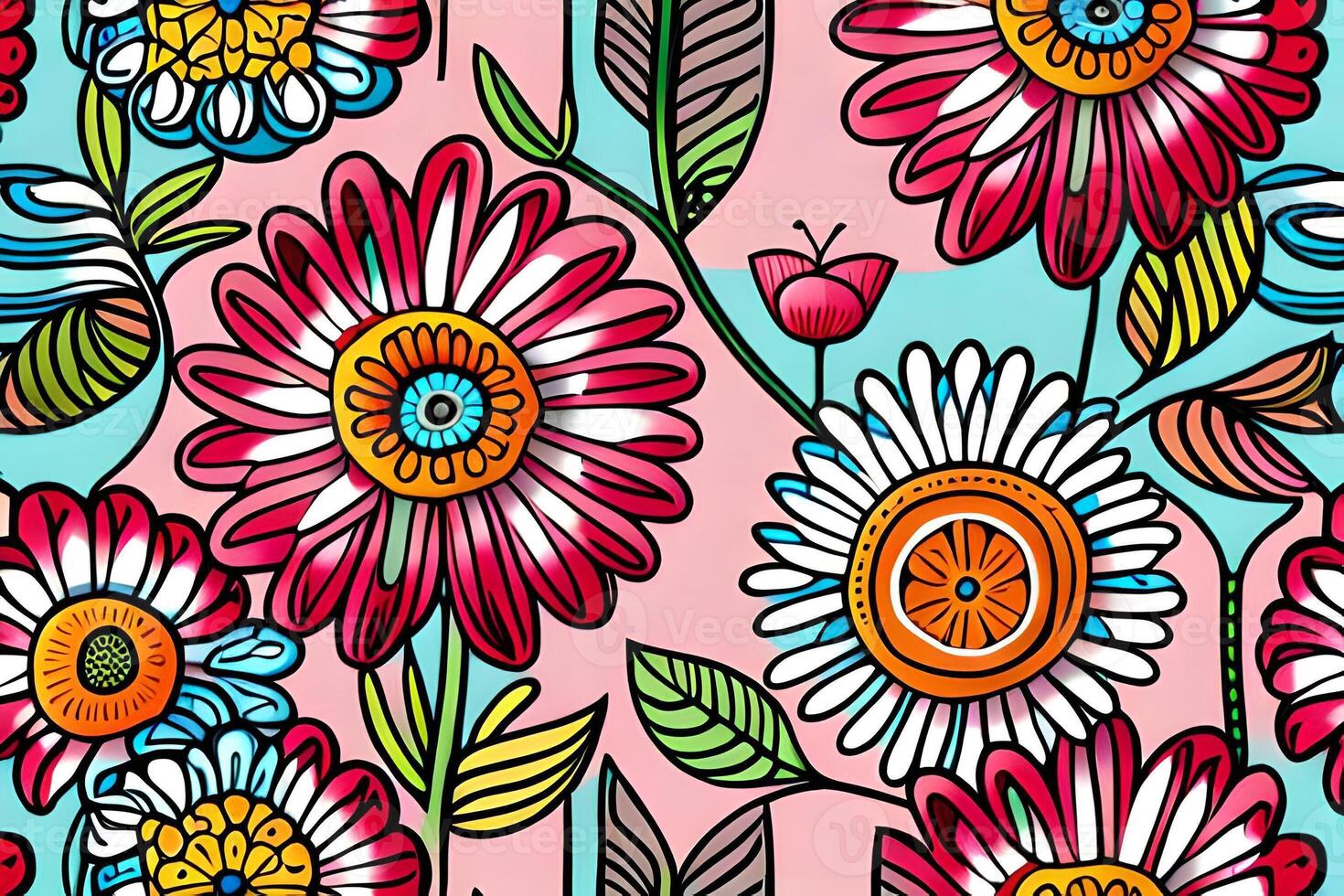 Beautiful flowers repeating pattern photo