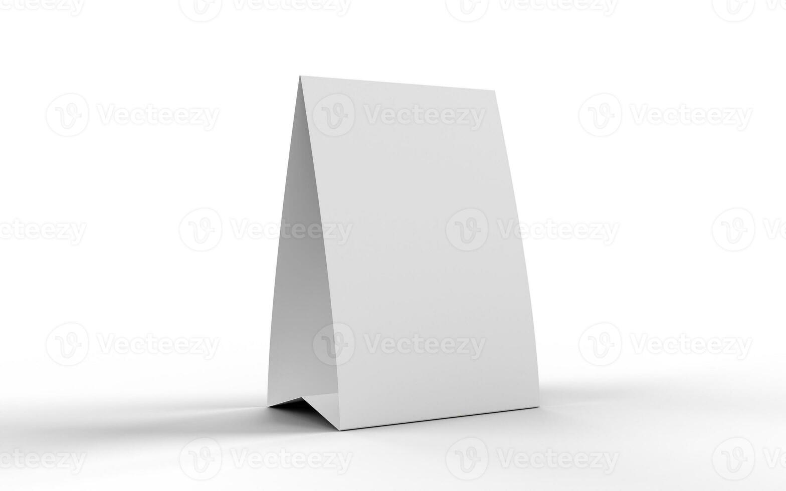 White Table Tent isolated on a white background, Website product image mockup illustration. 3D Render photo
