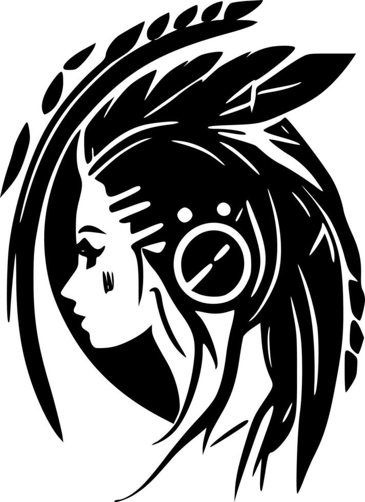 Boho - Black and White Isolated Icon - Vector illustration