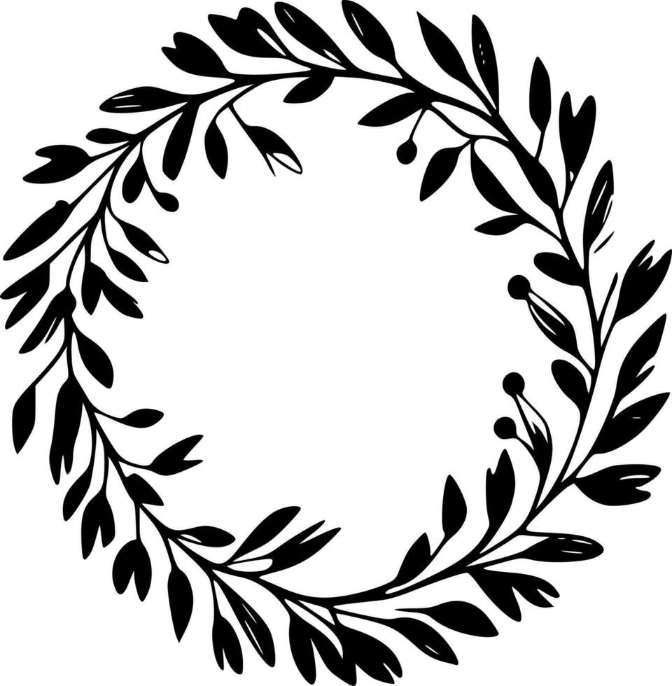 Wreath - Black and White Isolated Icon - Vector illustration