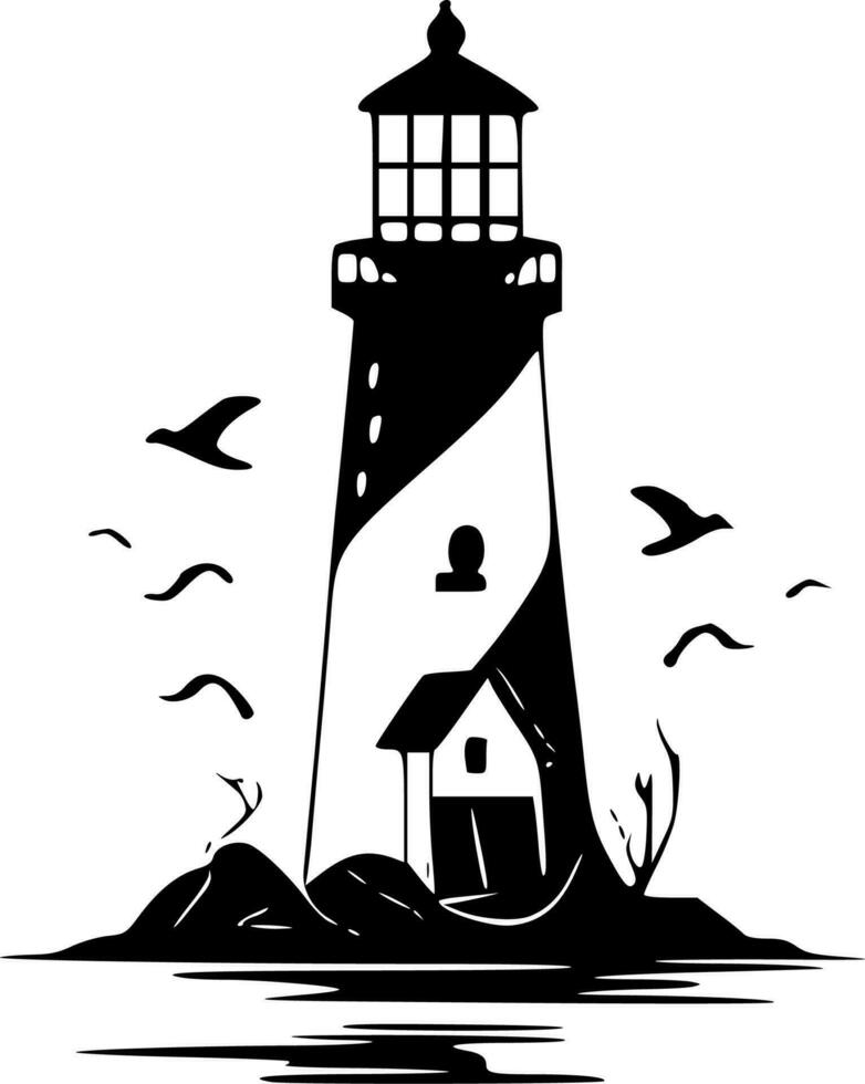 Lighthouse, Black and White Vector illustration