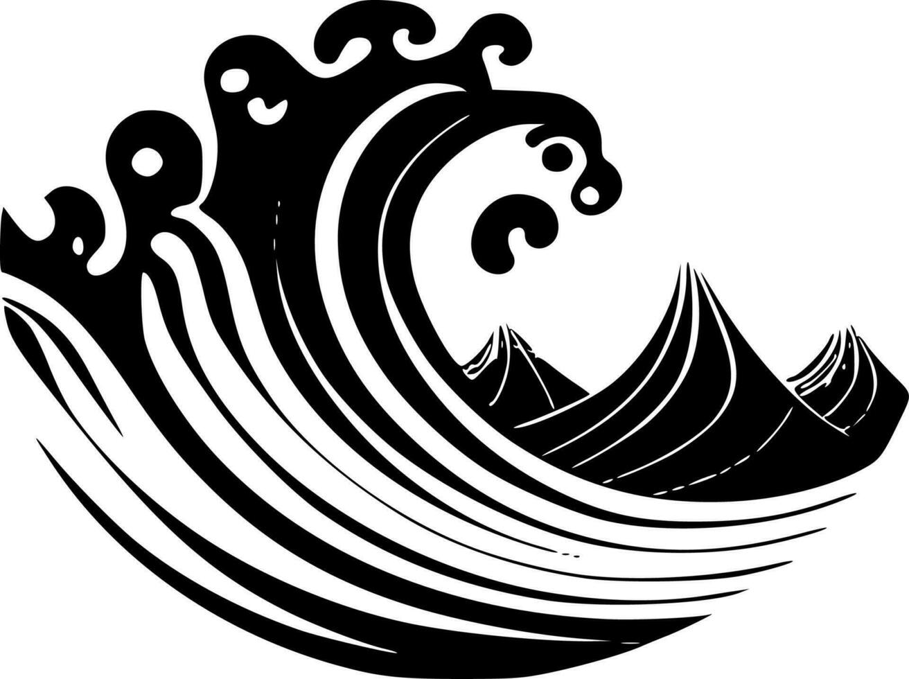 Wave - Black and White Isolated Icon - Vector illustration