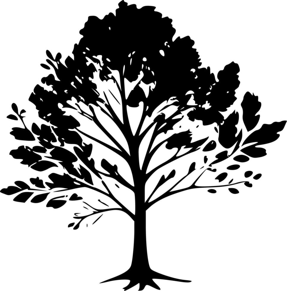 árbol, negro y blanco vector ilustración