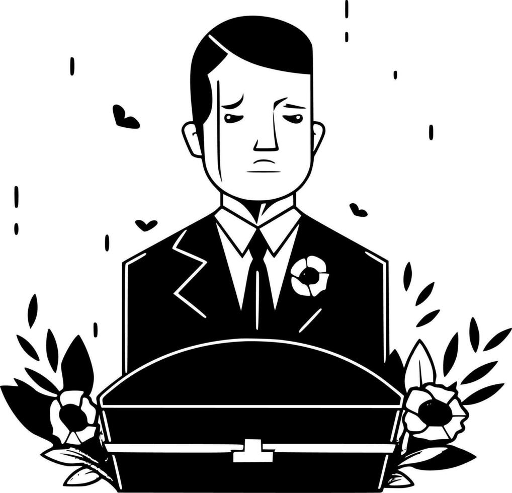 funeral - negro y blanco aislado icono - vector ilustración