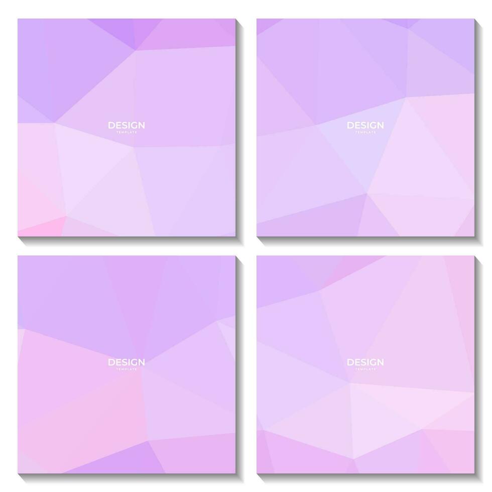 set of pink purple abstract squares background with triangle shape vector