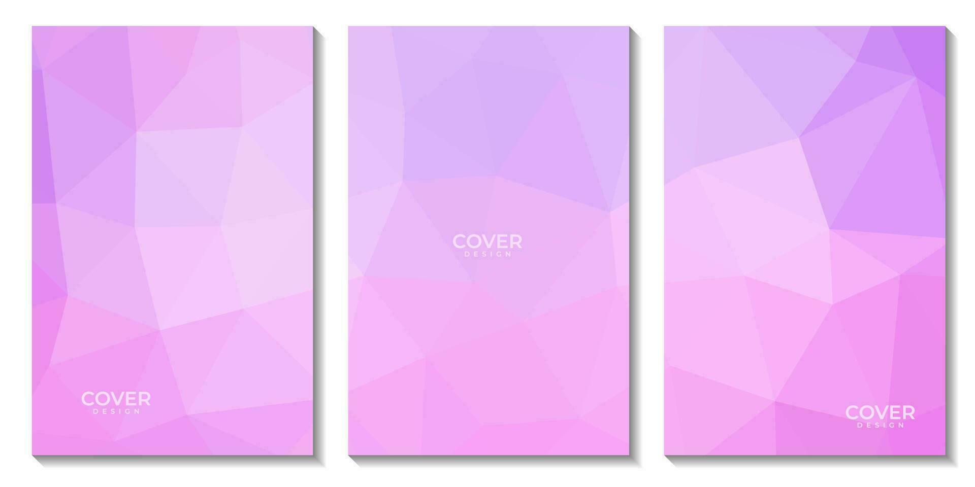 set of covers template with pink purple abstract background with triangle shape vector
