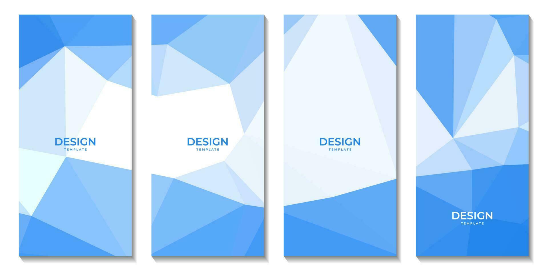 brochures set abstract blue and white geometric background with triangles vector