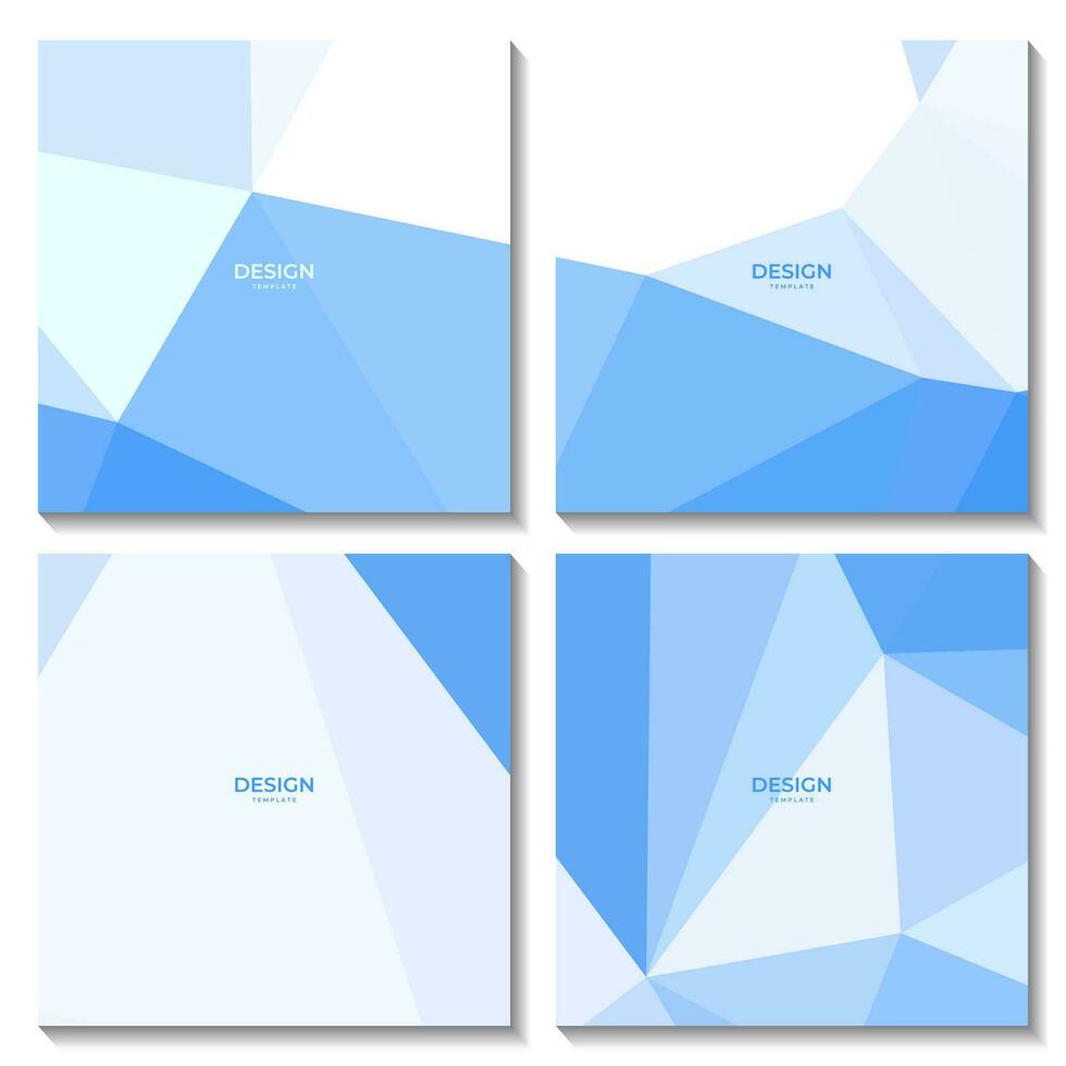 set of squares abstract blue and white geometric background with triangles vector