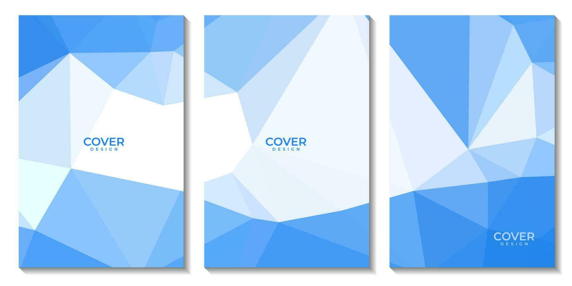 covers set abstract blue and white geometric background with triangles vector