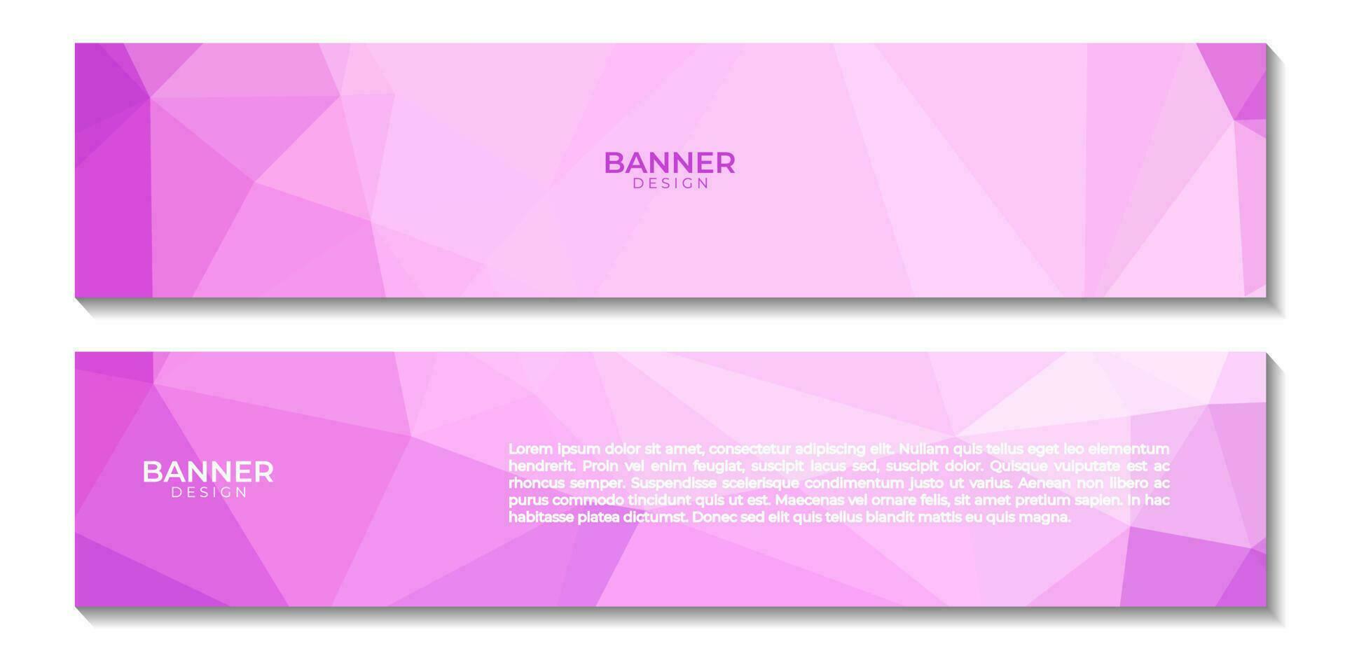 set of banners with abstract pink geometric background with triangles vector