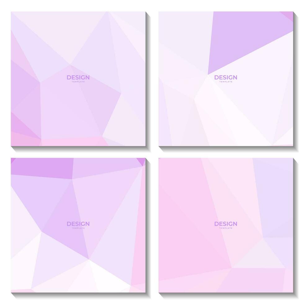 set of squares abstract pink purple geometric triangles background for business vector