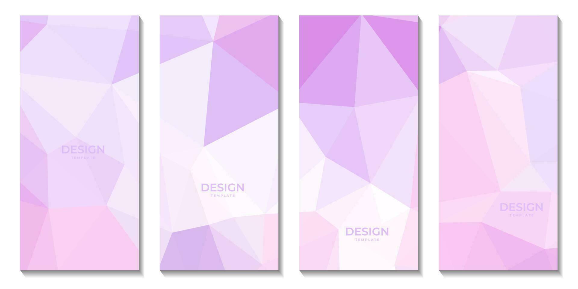 set of brochures abstract pink purple geometric triangles background for business vector