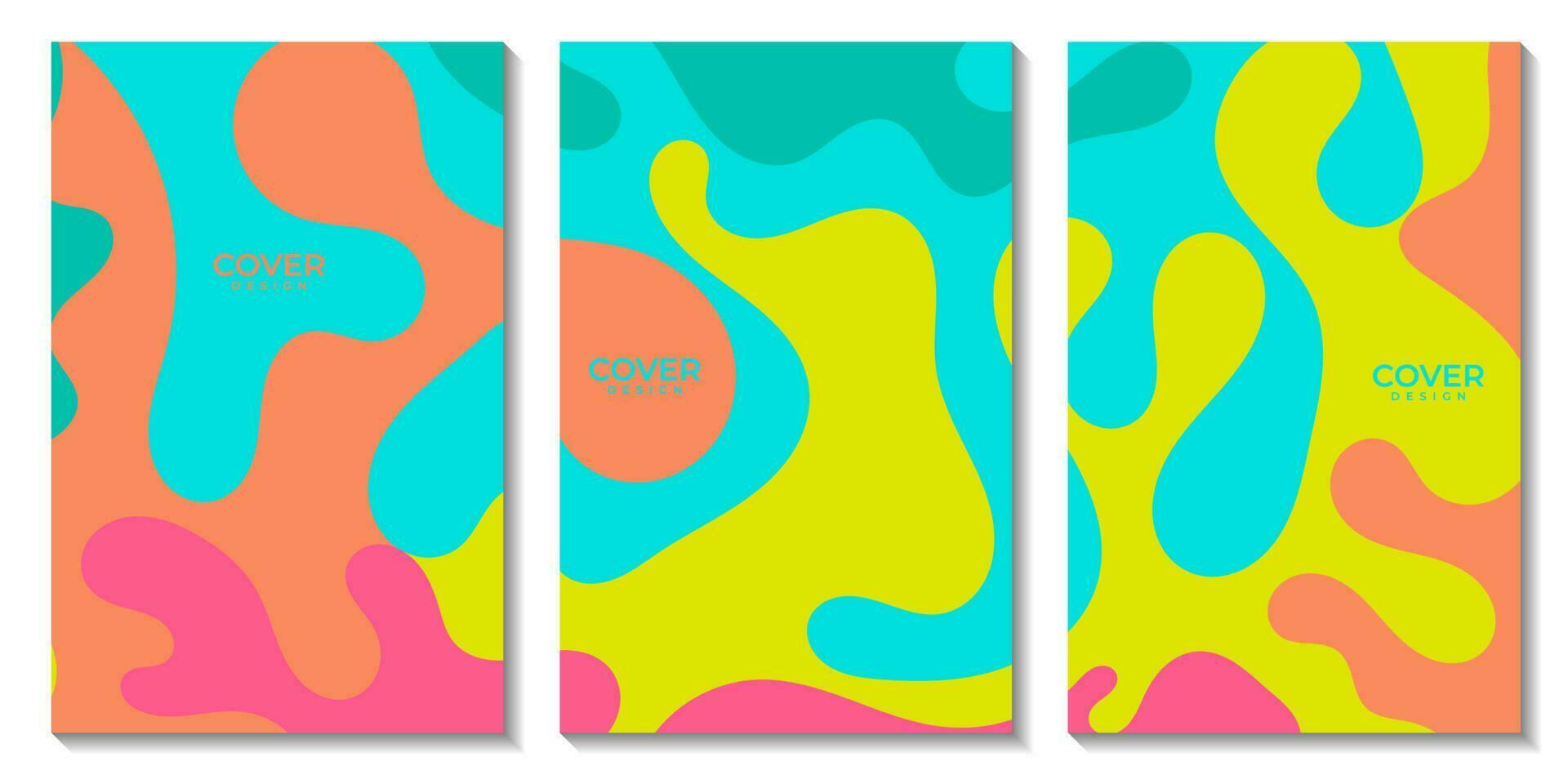 set of covers abstract vector colorful organic summer background