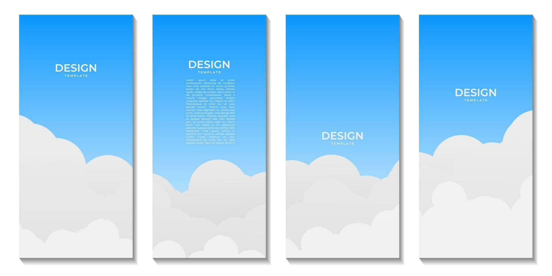 brochures with abstract modern blue and white cloud background vector