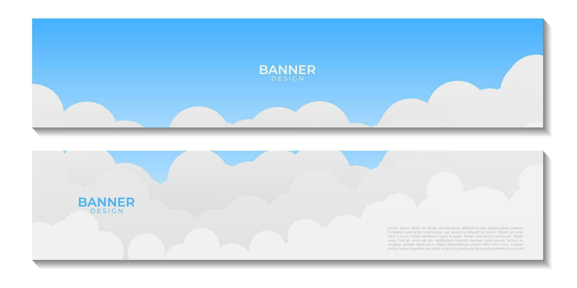 banners with abstract modern blue and white cloud background vector