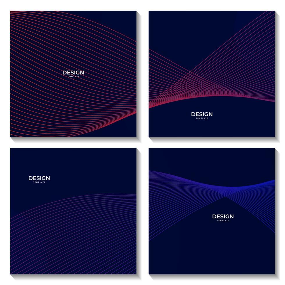Squares set of Modern Flow Colorful Wave Lines Digital Equalizer Background Design vector