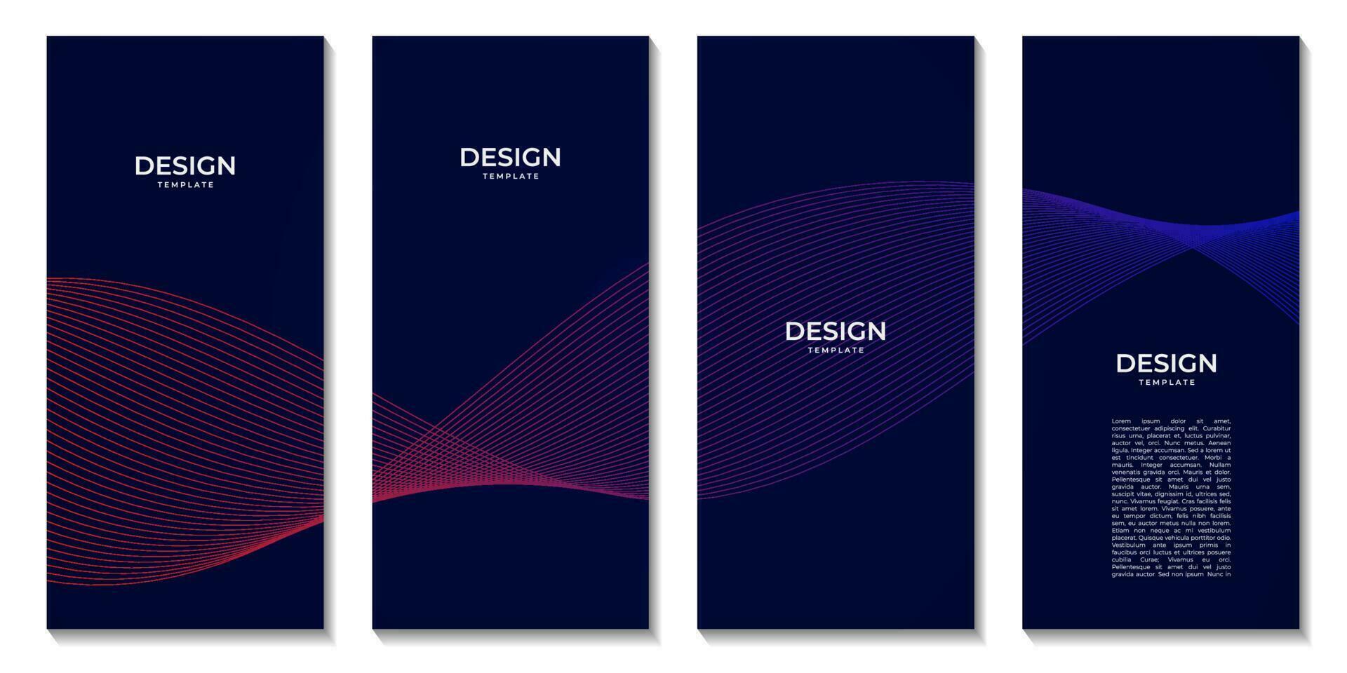 folletos conjunto con moderno fluir vistoso ola líneas digital igualada antecedentes diseño vector