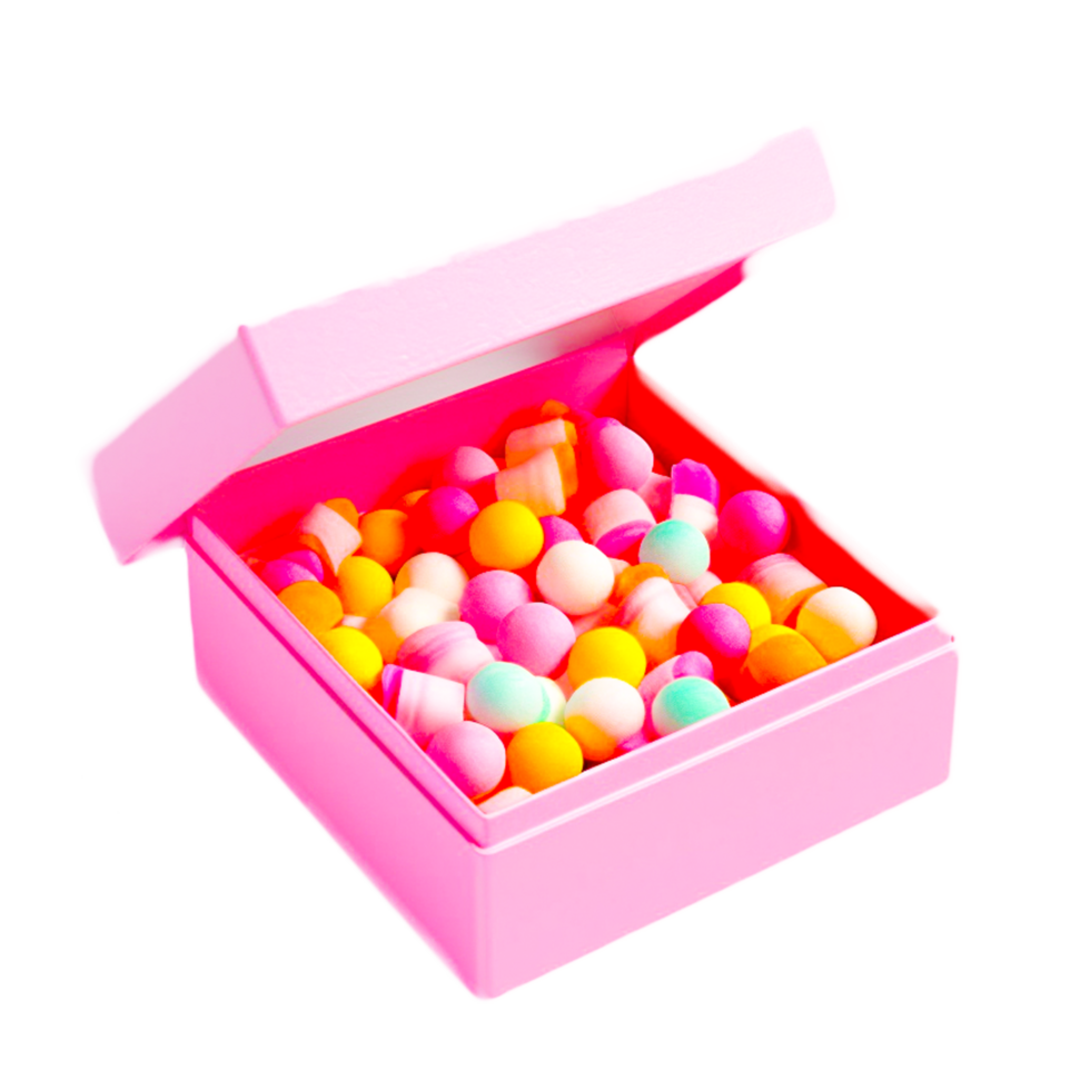 cartoon box full of plastic colorful ball png