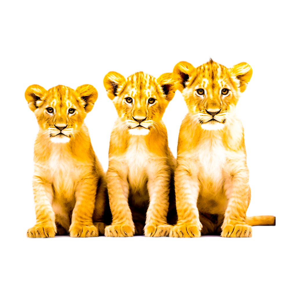 ai génératif 3 les Lions lionceau illustration png