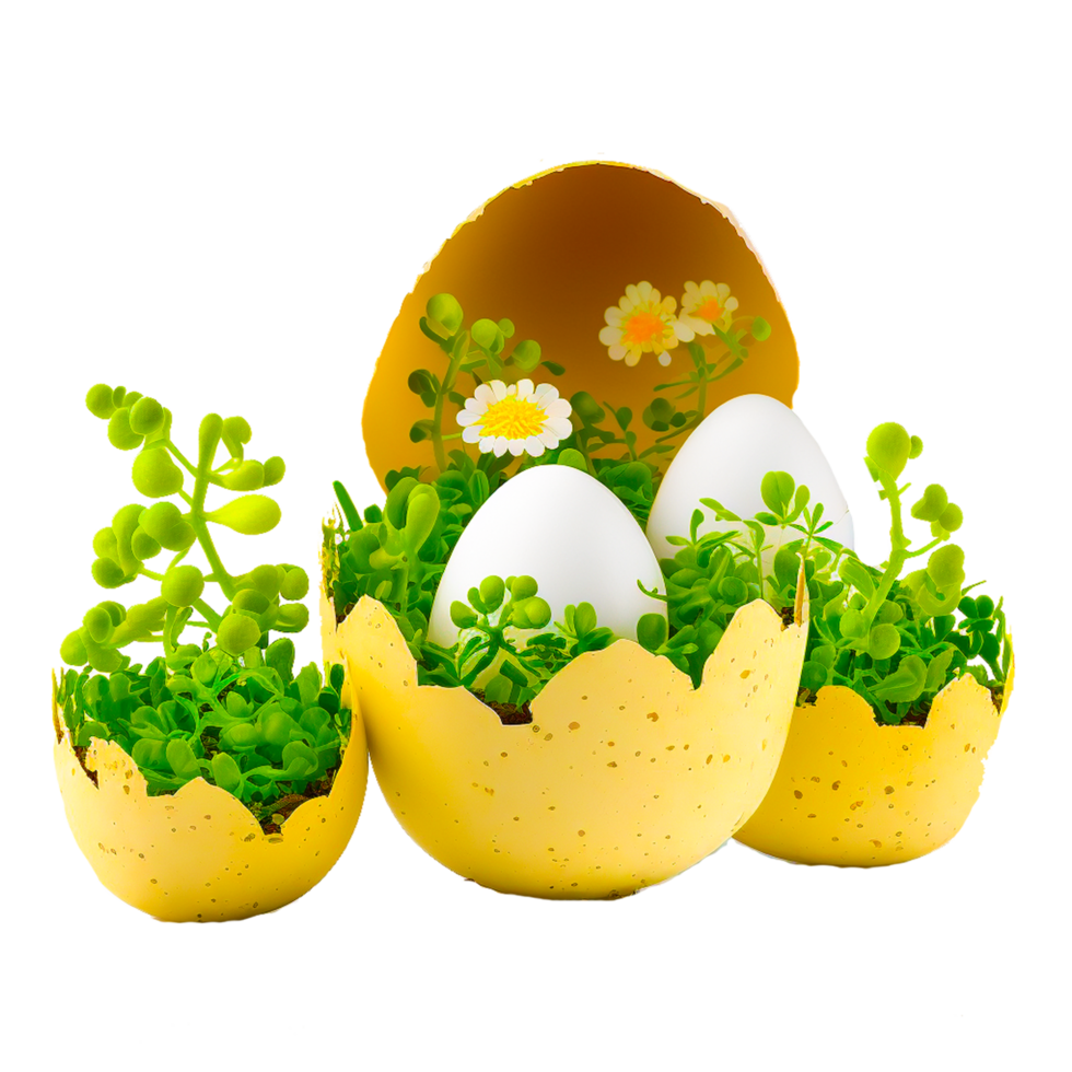 illustration of plants in broken egg shell png