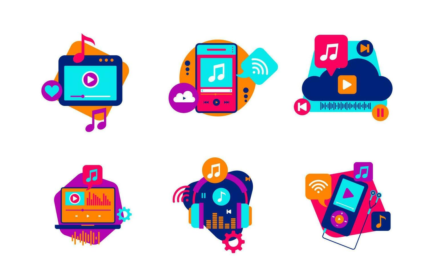 Music Streaming Icon Set vector