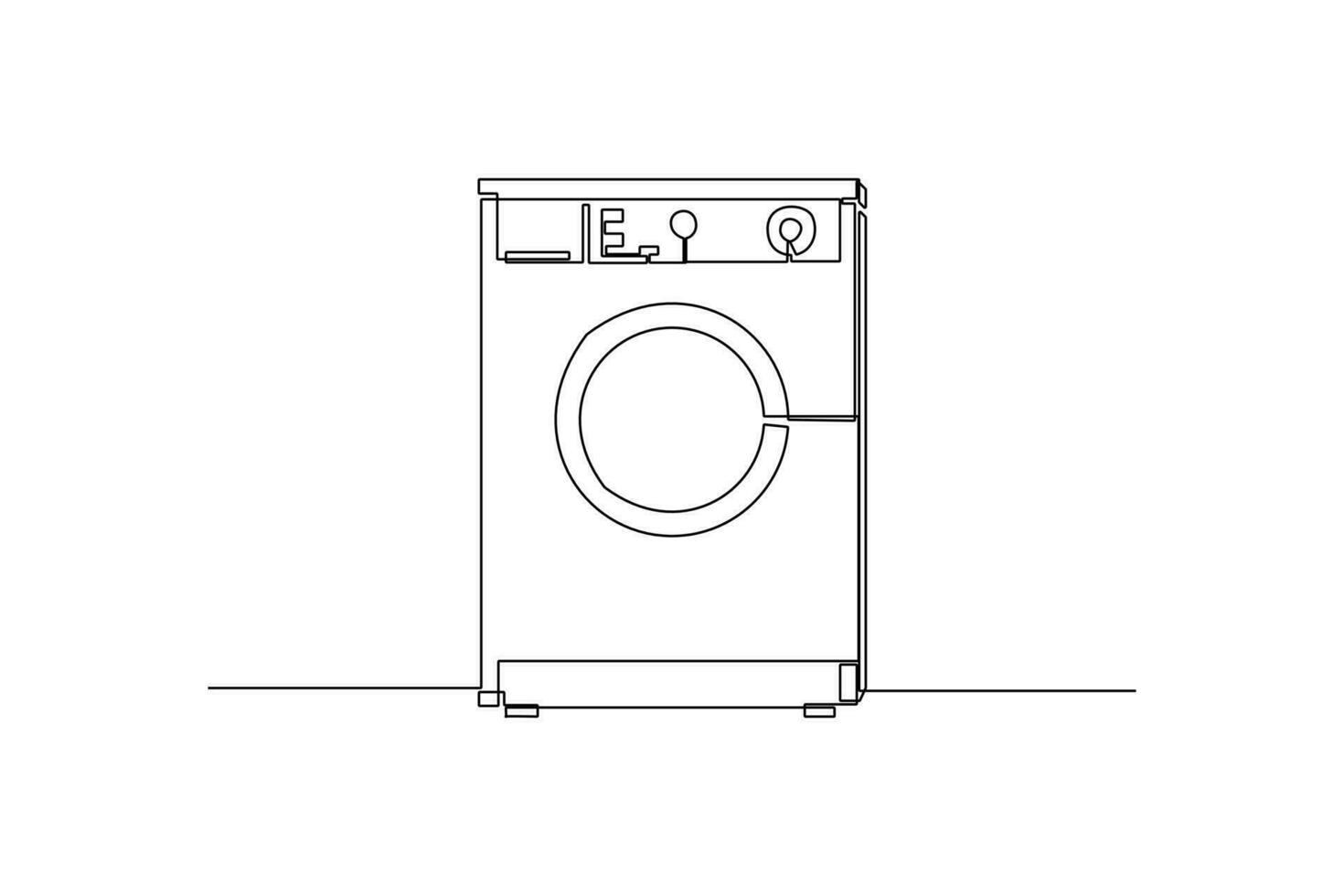 Continuous one line drawing washing machine. Home appliances concept. Single line draw design vector graphic illustration.