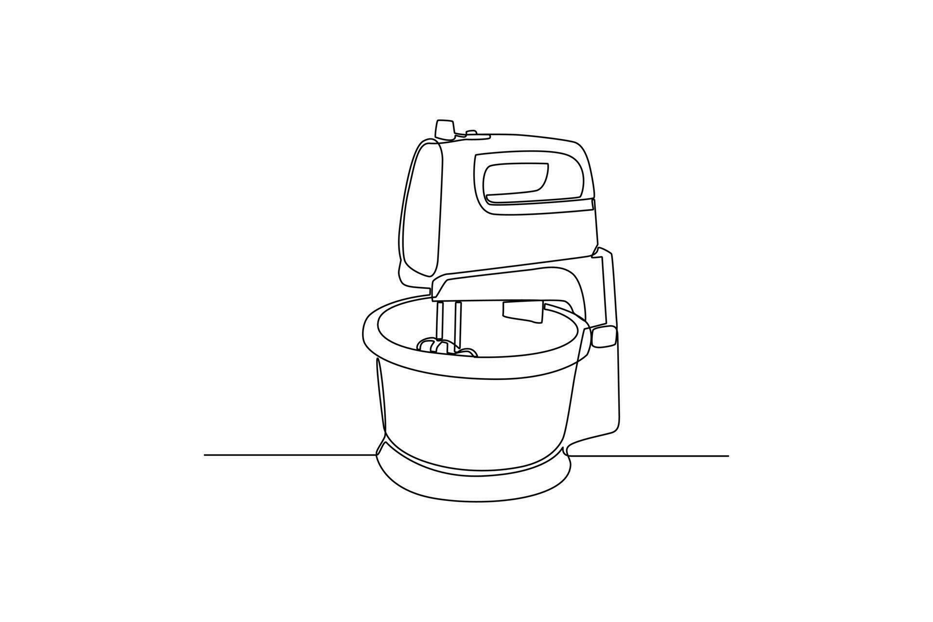 Continuous one line drawing mixer. Home appliances concept. Single line