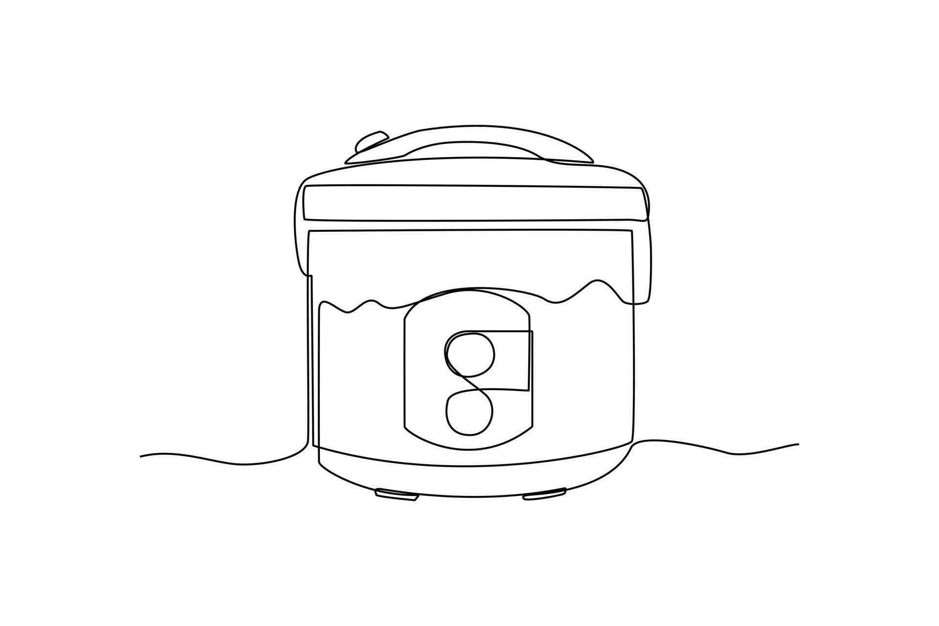 Continuous one line drawing rice cooker. Home appliances concept