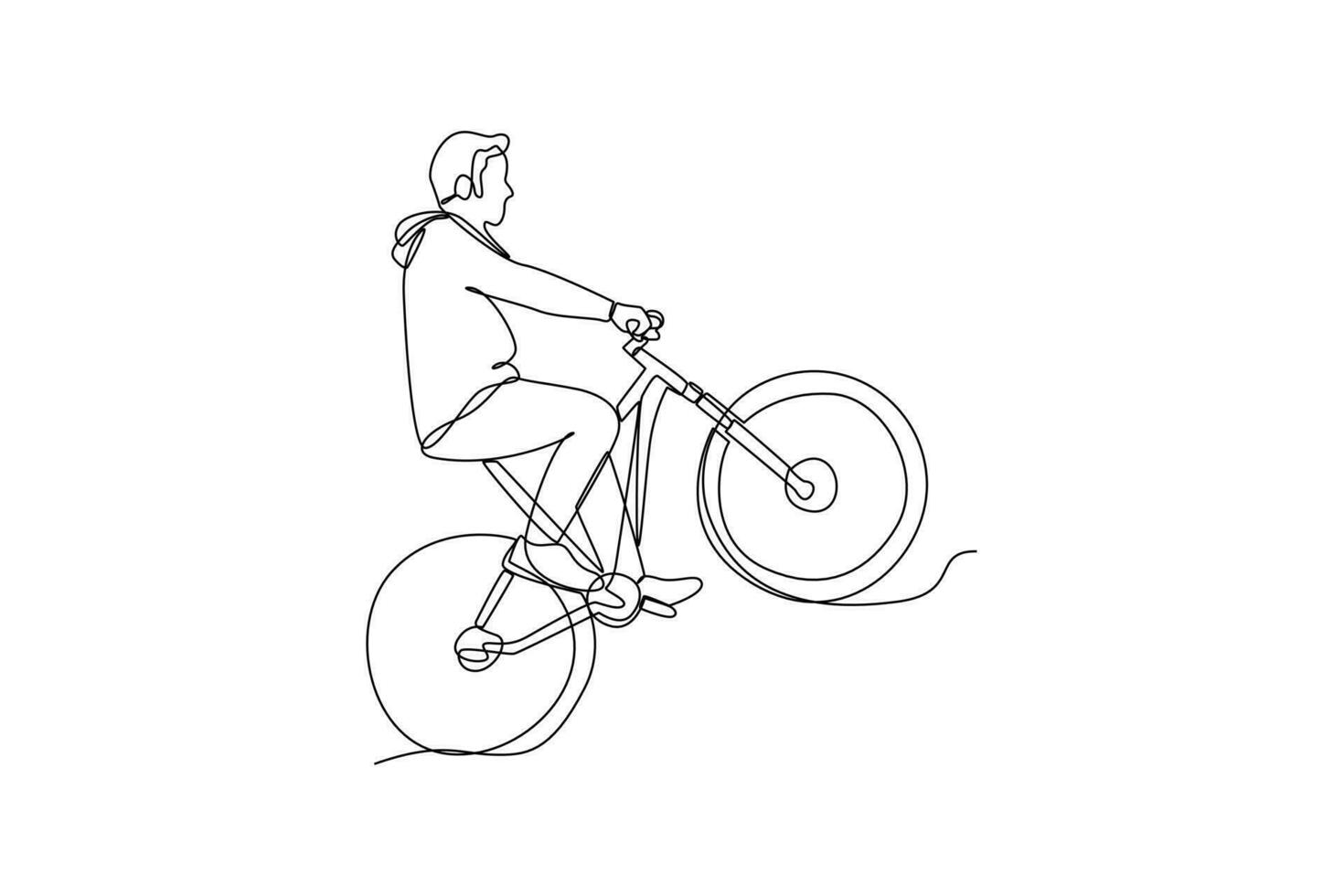 soltero uno línea dibujo mundo bicicleta día en junio 3. mundo bicicleta día concepto. continuo línea dibujar diseño gráfico vector ilustración.