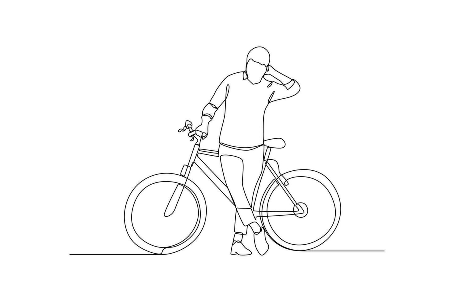 soltero uno línea dibujo mundo bicicleta día en junio 3. mundo bicicleta día concepto. continuo línea dibujar diseño gráfico vector ilustración.