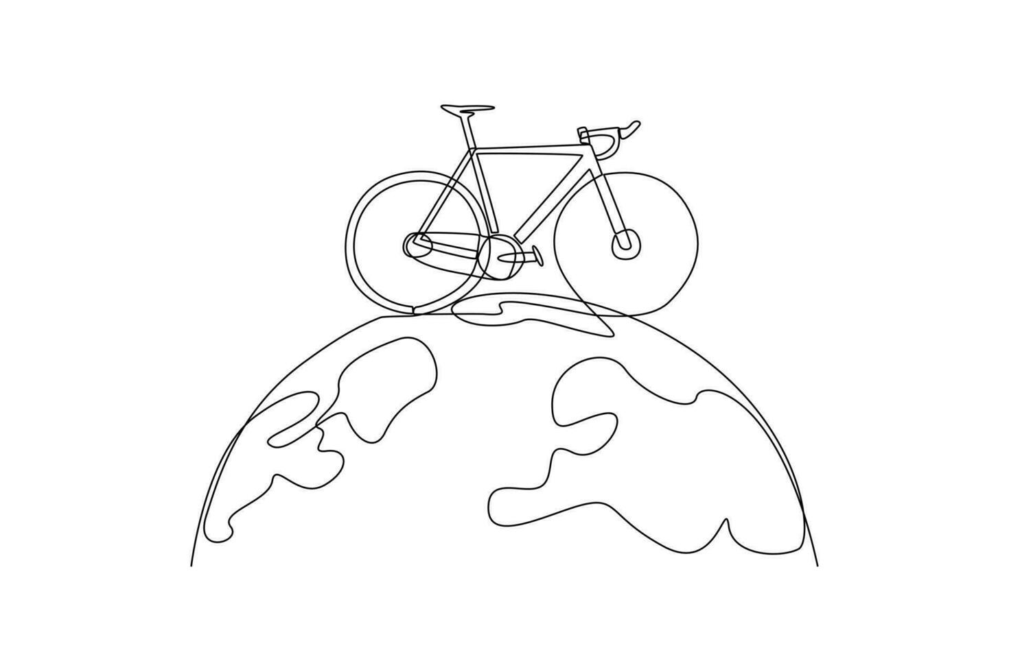 soltero uno línea dibujo mundo bicicleta día en junio 3. mundo bicicleta día concepto. continuo línea dibujar diseño gráfico vector ilustración.